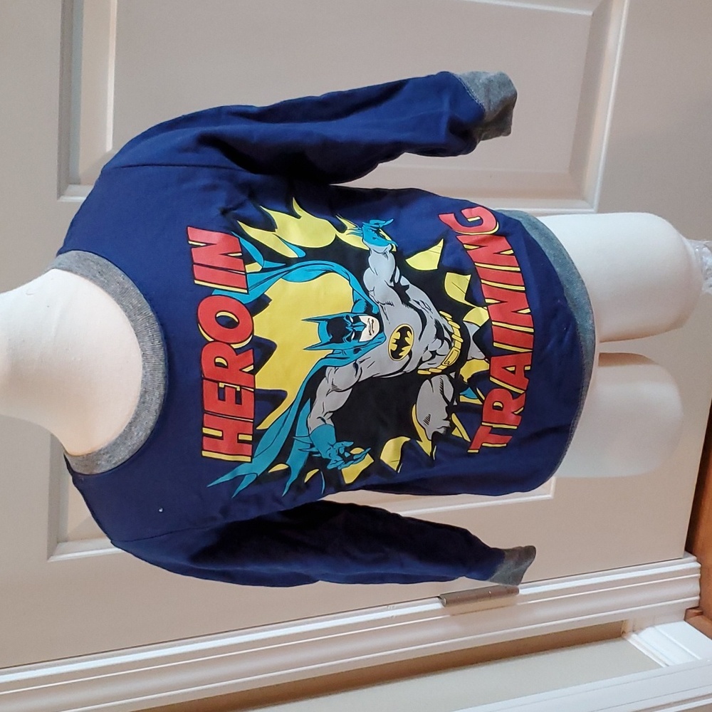 Toddler Boys Girls BATMAN "Hero in Training" Sweatshirt Size 3T Navy Blue NWT